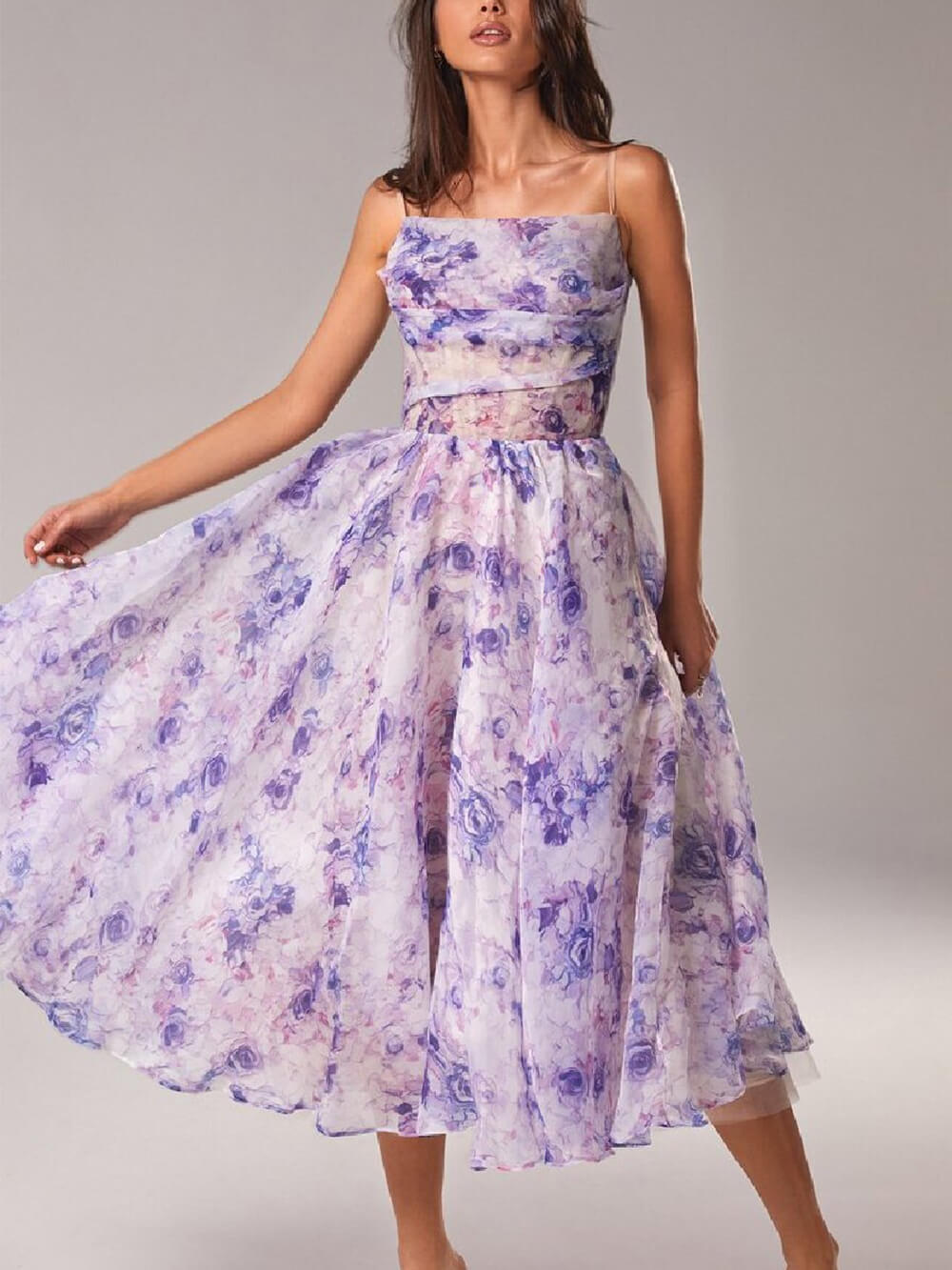 Clémence | Robe midi en mousseline floral